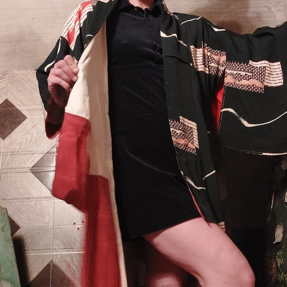 1940's - 50's abstract geometric Japanese silk kimono - Picture 6 of 15